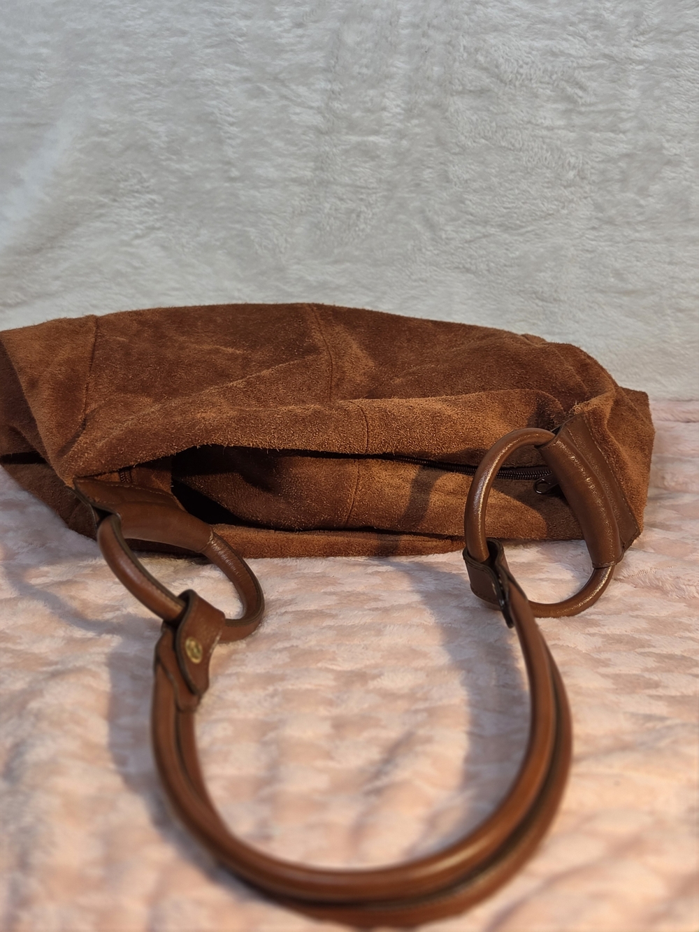 Empress Brown Suede Hobo Shoulder Bag - Classic Everyday Carry - Picture 3 of 7